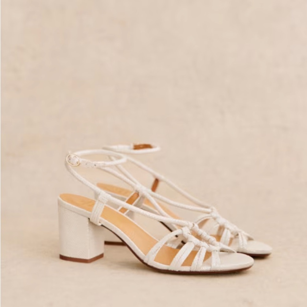 Sezane Gloria White Strappy Heels